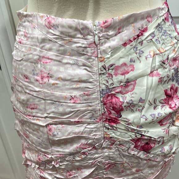 New! For Love and Lemons Taylor Floral Pink set Size Medium Top & Skirt - Picture 8 of 14